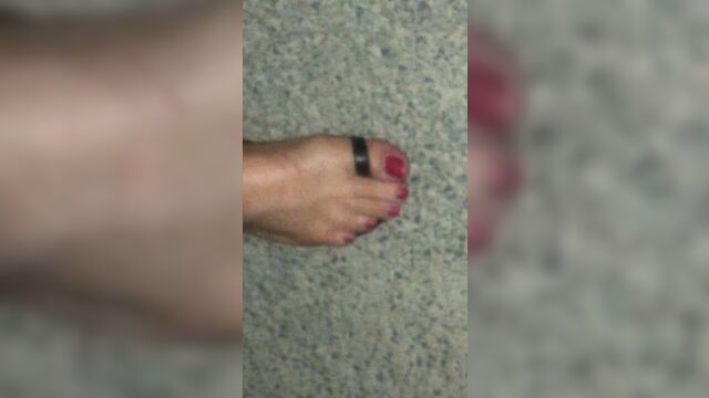 Outdoor in Harness & Strappy Sandals Cock & Ballsbondage