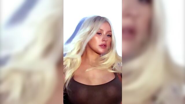 Christina Aguilera -nipples in see-through top, July 2018
