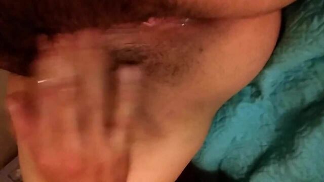 Fingering my wifes hairy pussy