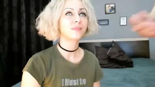 Blonde girl fucked balls deep in her mouth