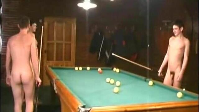 Russian Soldiers Play Pool in Nude