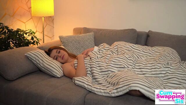 Hot Stepsister Zazie Shares Stepbrother's Cum With Girlfriend Olivia Sparkle