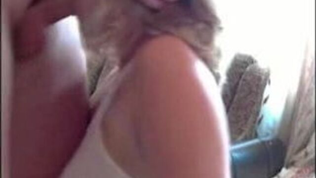 Russian girl with beautiful breasts doing blowjob