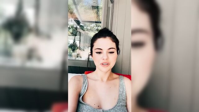 Selena Gomez January 2021 selfie, cleavage