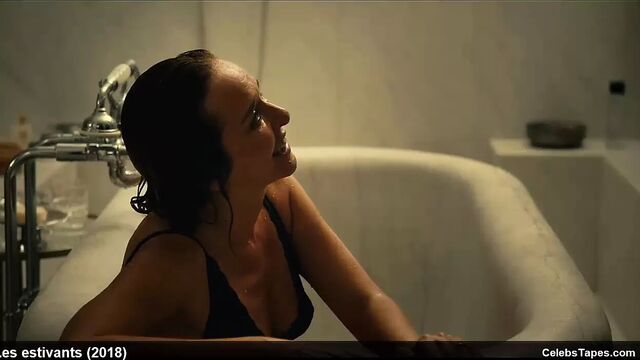 Celeb actress Valeria Golino nude & black lingerie in movie