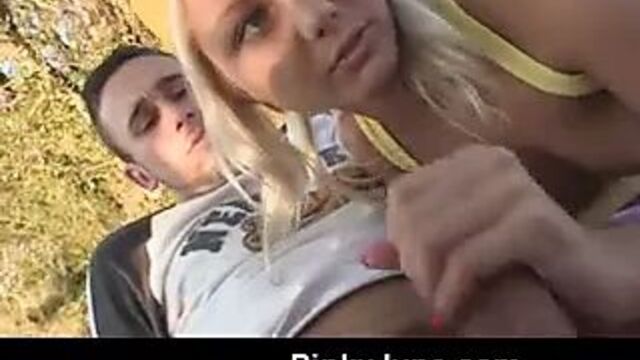 Pinky June fucked riverside for cumshot