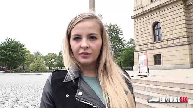 Slender blonde Candy Alexa first time fucking in public