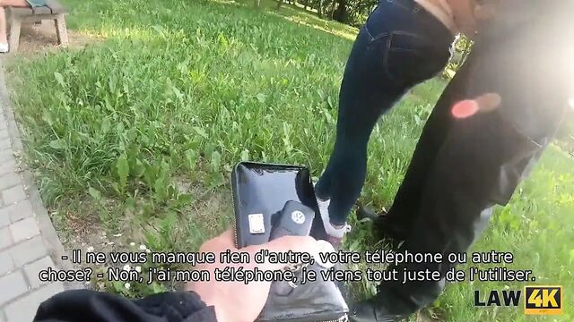 LAW4k. Sweet babe gets arrested for stealing in the park