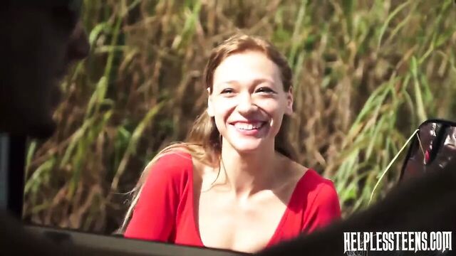 Helpless girl roped and dominated by dirty driver