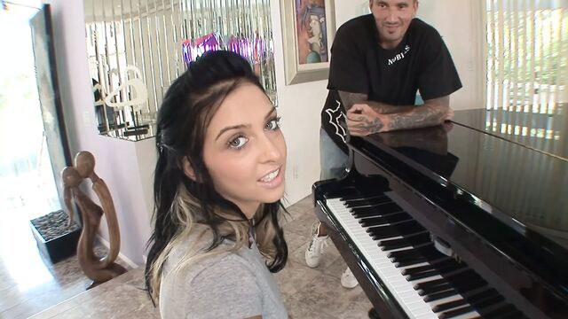 Cum faced young sexy brunette fucked