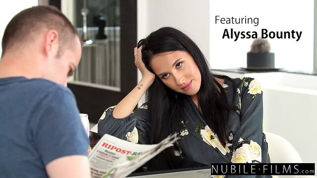Horny Brunette Alyssa Bounty Seduces BF For Sensual BJ and Cock Ride