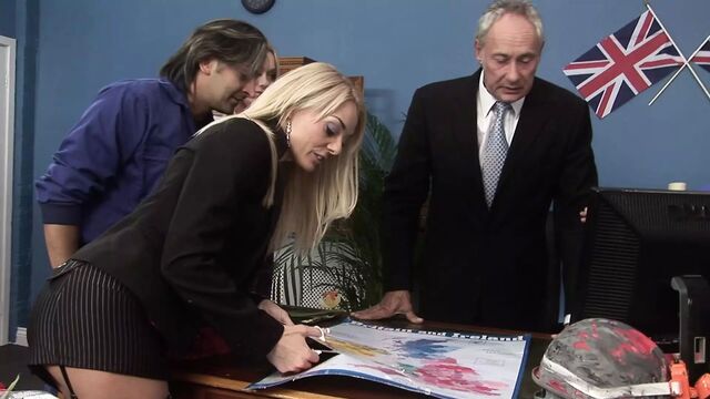 Horny Boss's Having Fun With Three Sluts In The Office