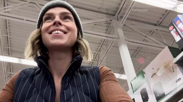 Public cumming in grocery store with Lush remote controlled vibrator