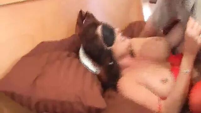 Son takes advantage of blindfolded mom and fucks her hard