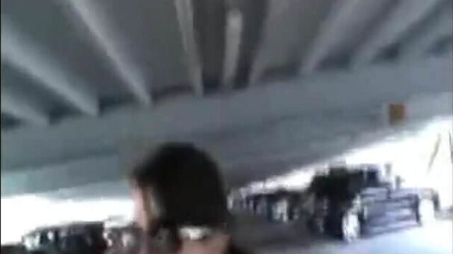 Public collared bikini girl