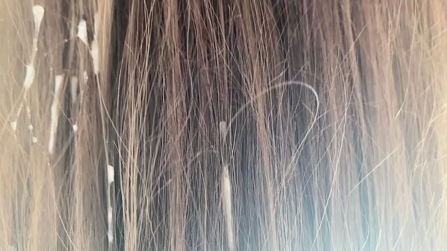 Hairjob with Long Soft Hair and Closeup Blowjob