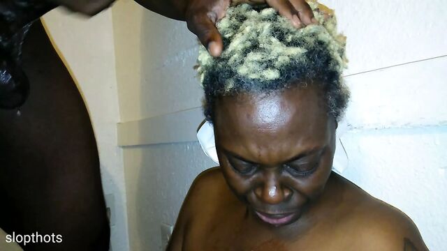 Black Auntie lets young nephew Throat-fuck some